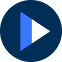 A blue triangular play button icon pointing right on a dark blue circular background. The design is simple and suggests media playback functionality. There is no additional text present.